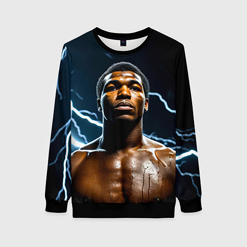 Женский свитшот Мухаммед Али и молния / 3D-Черный – фото 1