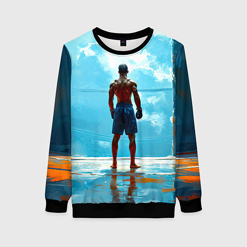 Женский свитшот Кикбоксер в синем / 3D-Черный – фото 1
