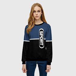 Свитшот женский Sport сине-чёрный с полосой, цвет: 3D-черный — фото 2