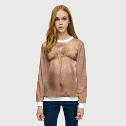 Свитшот женский Волосатое тело толстяка, цвет: 3D-белый — фото 2