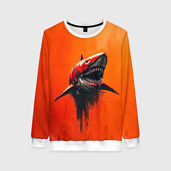 Свитшот женский Кибернетическая акула, цвет: 3D-белый