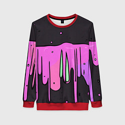 Свитшот женский Фиолетовая текстура на черном фоне, цвет: 3D-красный