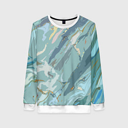 Свитшот женский Холодный голубой абстракция, цвет: 3D-белый
