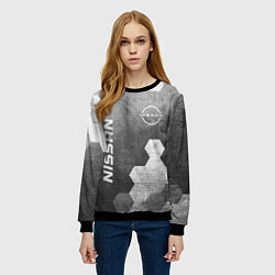 Свитшот женский Nissan - grey gradient вертикально, цвет: 3D-черный — фото 2