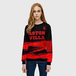 Свитшот женский Aston Villa - red gradient посередине, цвет: 3D-черный — фото 2