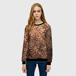 Свитшот женский Светлый коричневый абстрактная текстура, цвет: 3D-черный — фото 2