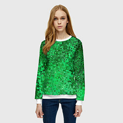 Свитшот женский Зелёный малахит абстрактная текстура, цвет: 3D-белый — фото 2