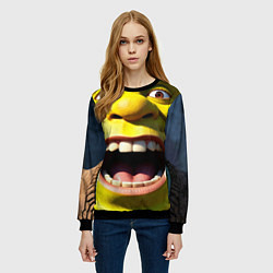 Свитшот женский Шрек орет, цвет: 3D-черный — фото 2