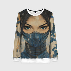 Свитшот женский Портрет Китаны - Мортал комбат, цвет: 3D-белый