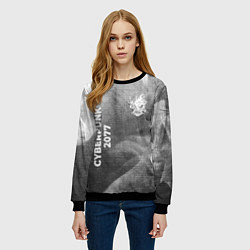 Свитшот женский Cyberpunk 2077 - grey gradient вертикально, цвет: 3D-черный — фото 2