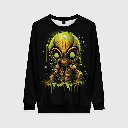 Женский свитшот Пришелец в зеленой жиже / 3D-Черный – фото 1
