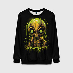 Свитшот женский Пришелец в зеленой жиже, цвет: 3D-черный