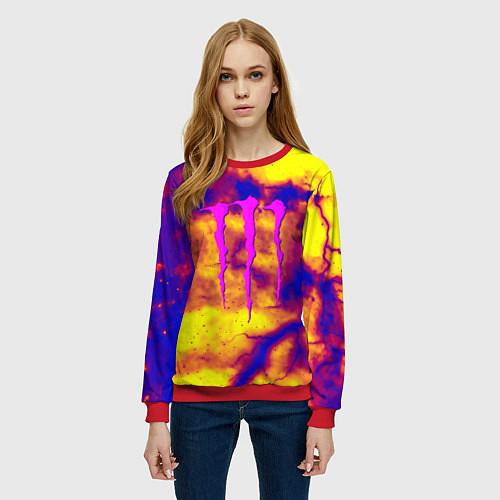 Женский свитшот Monster energy storm grunge / 3D-Красный – фото 3