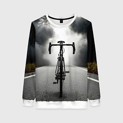 Свитшот женский Шоссейный велосипед в черном дыму, цвет: 3D-белый