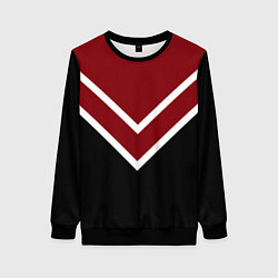 Женский свитшот Красный с чёрным и белые полосы