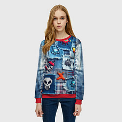 Свитшот женский Пиксельный космос, цвет: 3D-красный — фото 2