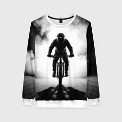 Свитшот женский Трековый велосипед в дыму, цвет: 3D-белый