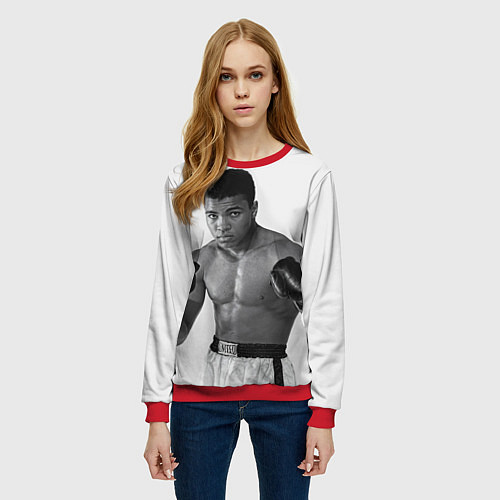 Женский свитшот Молодой Мухаммед Али / 3D-Красный – фото 3