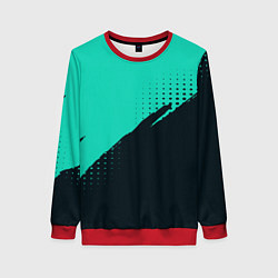 Свитшот женский Color black light blue, цвет: 3D-красный