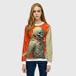 Свитшот женский Скелет космонавт и краска на фоне, цвет: 3D-белый — фото 2