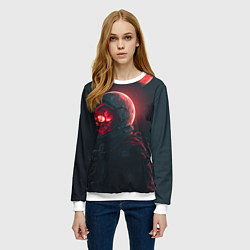 Свитшот женский Череп космонавта в красном свете, цвет: 3D-белый — фото 2