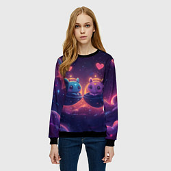Свитшот женский Милые пришельцы в космосе, цвет: 3D-черный — фото 2