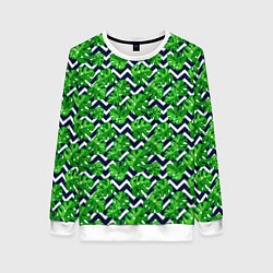 Женский свитшот Летний паттерн в полоску с тропическими листьями