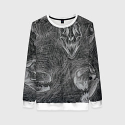Свитшот женский Черепа динозавров - эскиз, цвет: 3D-белый