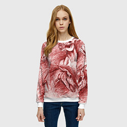 Свитшот женский Черепа лошадей - эскиз, цвет: 3D-белый — фото 2