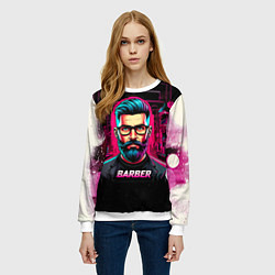 Свитшот женский Барбер киберпанк, цвет: 3D-белый — фото 2