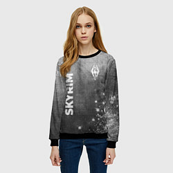 Свитшот женский Skyrim - grey gradient вертикально, цвет: 3D-черный — фото 2