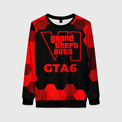 Свитшот женский GTA6 - red gradient, цвет: 3D-черный