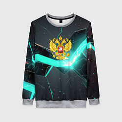 Женский свитшот Неоновые плиты и золотой герб РФ