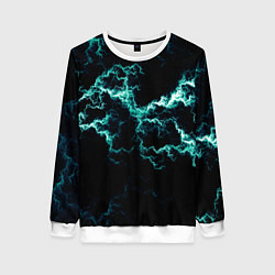 Свитшот женский Lightning light blue glow, цвет: 3D-белый