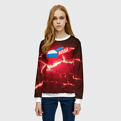 Свитшот женский Russia красные плиты, цвет: 3D-белый — фото 2