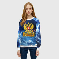 Свитшот женский Герб России и ледяной фон, цвет: 3D-белый — фото 2