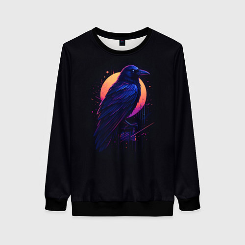 Женский свитшот Неоновый ворон / 3D-Черный – фото 1