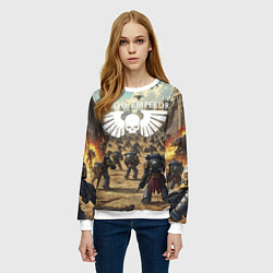 Свитшот женский Warhammer 40k поле боя, цвет: 3D-белый — фото 2