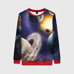 Свитшот женский Парад планет, цвет: 3D-красный