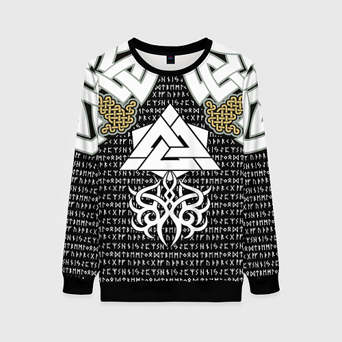 Женский свитшот Узор рун и символов / 3D-Черный – фото 1