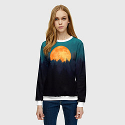 Свитшот женский Night in the forest, цвет: 3D-белый — фото 2