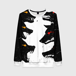 Свитшот женский Волки со светящимися глазами, цвет: 3D-белый