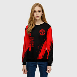 Свитшот женский Manchester United - red gradient вертикально, цвет: 3D-черный — фото 2