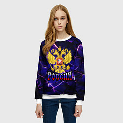 Свитшот женский Триколор - герб России, цвет: 3D-белый — фото 2