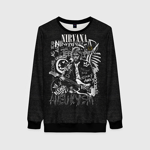 Женский свитшот Нирвана гранж кобейн / 3D-Черный – фото 1