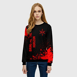 Свитшот женский Bring Me the Horizon - red gradient вертикально, цвет: 3D-черный — фото 2