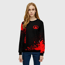 Свитшот женский Great Wall - red gradient вертикально, цвет: 3D-черный — фото 2