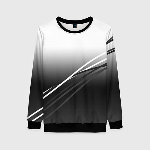 Женский свитшот Градиент с полосами из белого в тёмный / 3D-Черный – фото 1