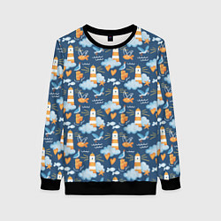 Свитшот женский Маяк в облаках, цвет: 3D-черный