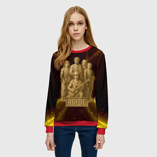 Женский свитшот ACDC стиль памятника / 3D-Красный – фото 3